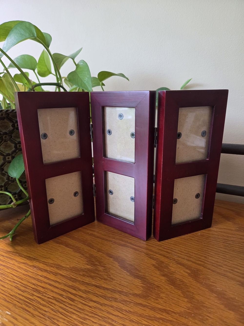 Folding Multi-Panel Photo Frame in Deep Cherry Red by Fetco - Holds 6 Photos